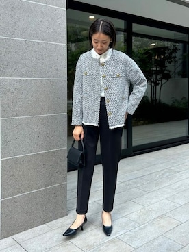 「titivate（ティティベイト）のアイテム（ノーカラージャケット）」を使った、titivateさん（レディース・166cm）の冬コーディネート