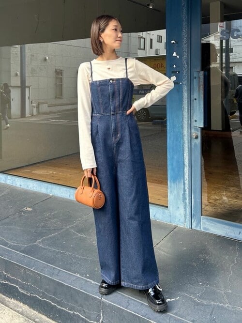 キャミソールデニムオールインワン（つなぎ/オールインワン