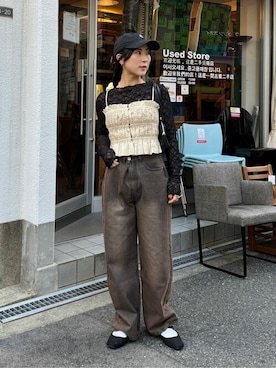 「titivate（ティティベイト）のアイテム（キャミソール）」を使った、titivateさん（レディース・157cm）の冬コーディネート