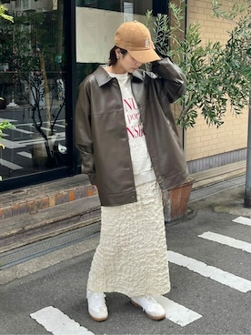 「レザージャケット」｜titivateさん（レディース・159cm）の冬コーディネート