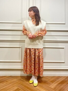 「SHIPS」｜「アイテム（バレエシューズ）」を使った、工藤さん（レディース・156cm）の冬コーディネート