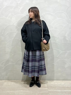「SHIPS any（シップス エニィ）のアイテム（ノーカラーコート）」を使った、工藤さん（レディース・156cm）の秋コーディネート
