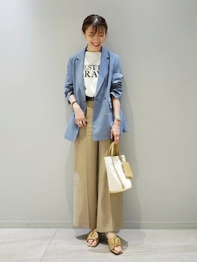 「アイテム（サンダル、イエロー系）」を使った、yoshimiさん（レディース・167cm）の春コーディネート