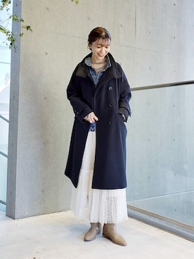 「アイテム（その他アウター、ブルー系）」を使った、yoshimiさん（レディース・167cm）の冬コーディネート