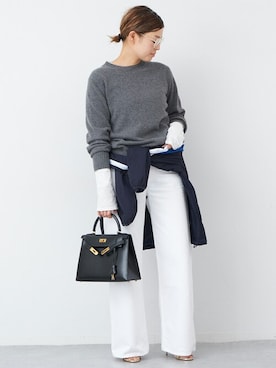 「Deuxieme Classe（ドゥーズィエムクラス）のアイテム（ニット/セーター）」を使った、HIROさん（レディース・164cm）の秋コーディネート