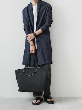 「ATTACHMENT（アタッチメント）のアイテム（デニムジャケット）」を使った、AT_MMさん（メンズ・173cm）の春コーディネート