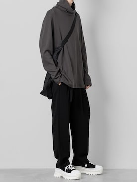 「ATTACHMENT（アタッチメント）のコットンツイル ハイカット トレーナーズ / CO TWILL HIGH CUT TRAINERS（スニーカー）」を使った、AT_MMさん（メンズ・173cm）の秋コーディネート