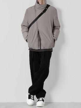 「ATTACHMENT（アタッチメント）のコットンツイル ハイカット トレーナーズ / CO TWILL HIGH CUT TRAINERS（スニーカー）」を使った、AT_MMさん（メンズ・173cm）の冬コーディネート