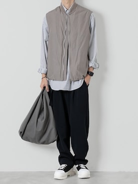 「ATTACHMENT（アタッチメント）のコットンツイル ハイカット トレーナーズ / CO TWILL HIGH CUT TRAINERS（スニーカー）」を使った、AT_MMさん（メンズ・173cm）の秋コーディネート