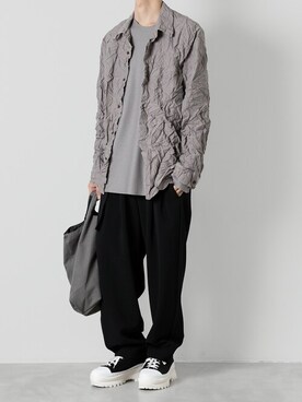 「ATTACHMENT（アタッチメント）のコットンツイル ハイカット トレーナーズ / CO TWILL HIGH CUT TRAINERS（スニーカー）」を使った、AT_MMさん（メンズ・173cm）の秋コーディネート