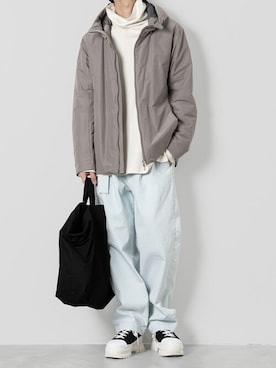 「ATTACHMENT（アタッチメント）のコットンツイル ハイカット トレーナーズ / CO TWILL HIGH CUT TRAINERS（スニーカー）」を使った、AT_MMさん（メンズ・173cm）の秋コーディネート