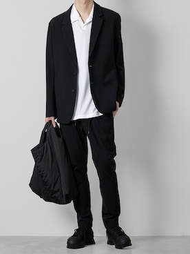 「ATTACHMENT（アタッチメント）のコットンツイル ハイカット トレーナーズ / CO TWILL HIGH CUT TRAINERS（スニーカー）」を使った、AT_MMさん（メンズ・173cm）の春コーディネート