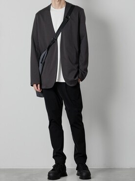 「ATTACHMENT（アタッチメント）のコットンツイル ハイカット トレーナーズ / CO TWILL HIGH CUT TRAINERS（スニーカー）」を使った、AT_MMさん（メンズ・173cm）の春コーディネート