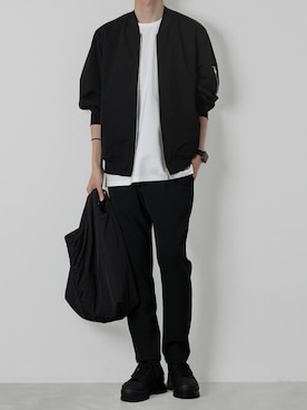 「ATTACHMENT（アタッチメント）のアイテム（MA-1）」を使った、AT_MMさん（メンズ・173cm）の春コーディネート