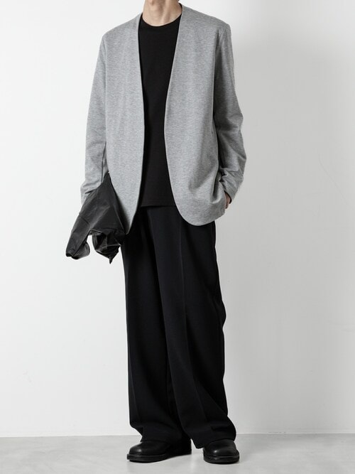 コットンダブルフェイス カラーレスカーディガン / COTTON DOUBLE FACE COLLARLESS CARDIGAN