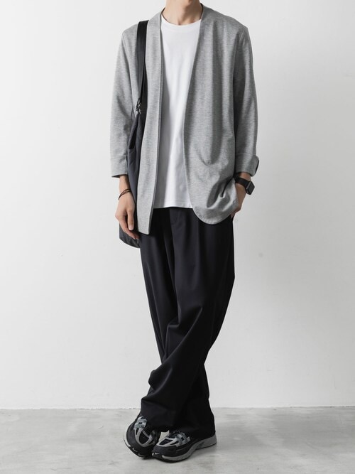 コットンダブルフェイス カラーレスカーディガン / COTTON DOUBLE FACE COLLARLESS CARDIGAN