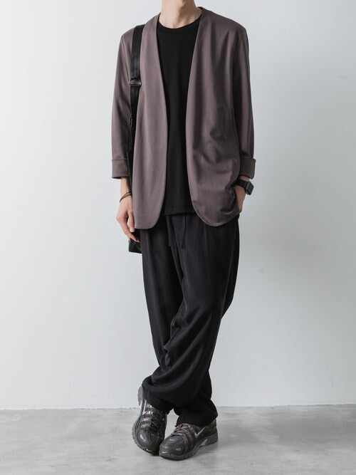 コットンダブルフェイス カラーレスカーディガン / COTTON DOUBLE FACE COLLARLESS CARDIGAN