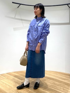 「Lee（リー）のアイテム（デニムスカート）」を使った、ayanaさん（レディース・155cm）の春コーディネート