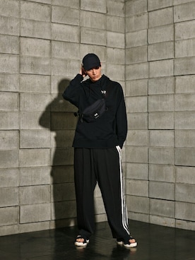 「アイテム（帽子）」を使った、Y-3さん（メンズ・186cm）の夏コーディネート