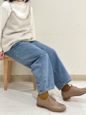 「あしながおじさん（アシナガオジサン）のソフトレースアップシューズ　2810567（ドレスシューズ）」を使った、あしながおじさんさん（レディース・155cm）の春コーディネート