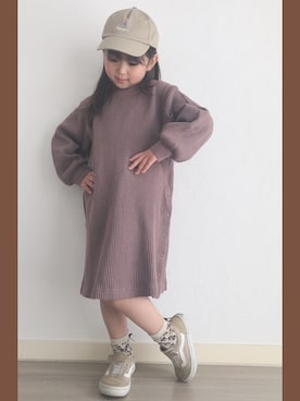 「アイテム（ワンピース/ドレス、ブラウン系）」を使った、RuaRiku✱ﾟさん（キッズ・110cm）の春コーディネート