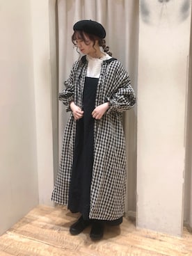 「kazumiコラボ」｜「アイテム（ハンチング/ベレー帽）」を使った、ｎａさん（レディース・157cm）の春コーディネート