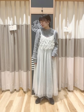 「ロゴニット」｜「アイテム（ワンピース/ドレス）」を使った、ｎａさん（レディース・157cm）の冬コーディネート