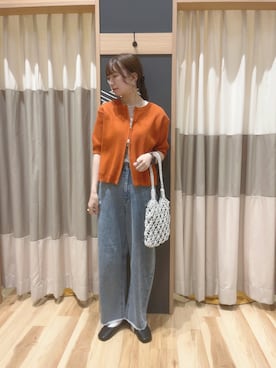 「Samansa Mos2 blue（サマンサモスモスブルー）のアイテム（トップス、オレンジ系）」を使った、ｎａさん（レディース・157cm）の春コーディネート