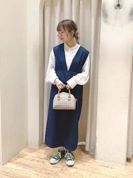 「ehka sopo（エヘカソポ）のアイテム（ジャンパースカート）」を使った、ｎａさん（レディース・157cm）の冬コーディネート