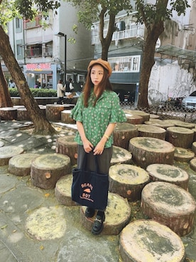 「MOUSSY（マウジー）のアイテム（キャスケット）」を使った、peipeidaiさん（レディース・156cm）の春コーディネート