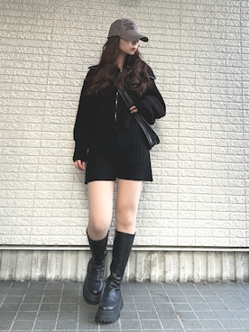 「SVEC（シュベック）のアイテム（シューズ）」を使った、Maiさん（レディース・157cm）の冬コーディネート