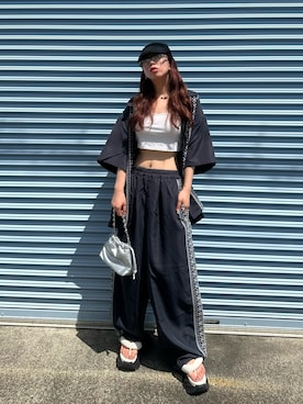 「ハンチング」｜「アイテム（サンダル）」を使った、Maiさん（レディース・157cm）の夏コーディネート