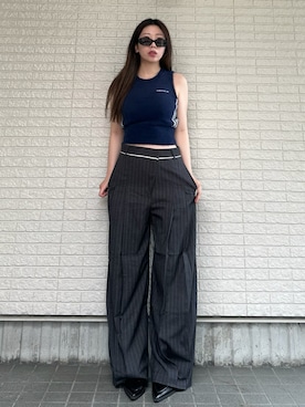 「アイテム（スラックス）」を使った、Maiさん（レディース・157cm）の夏コーディネート