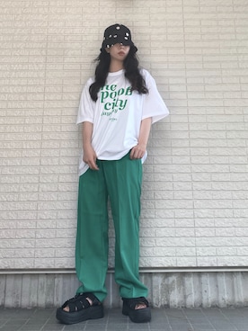 「chuu（チュー）のアイテム（帽子）」を使った、Maiさん（レディース・157cm）の夏コーディネート