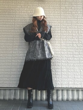 「chuu（チュー）のアイテム（帽子）」を使った、Maiさん（レディース・157cm）の冬コーディネート