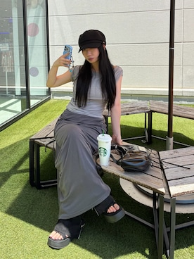 「FLAREUP（フレアアップ）のアイテム」を使った、Maiさん（レディース・157cm）の夏コーディネート