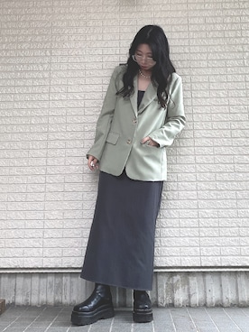 「chuu（チュー）のアイテム（ジャケット/アウター）」を使った、Maiさん（レディース・157cm）の春コーディネート