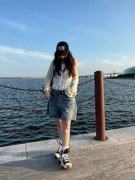 「アイテム（スニーカー）」を使った、Maiさん（レディース・157cm）の夏コーディネート