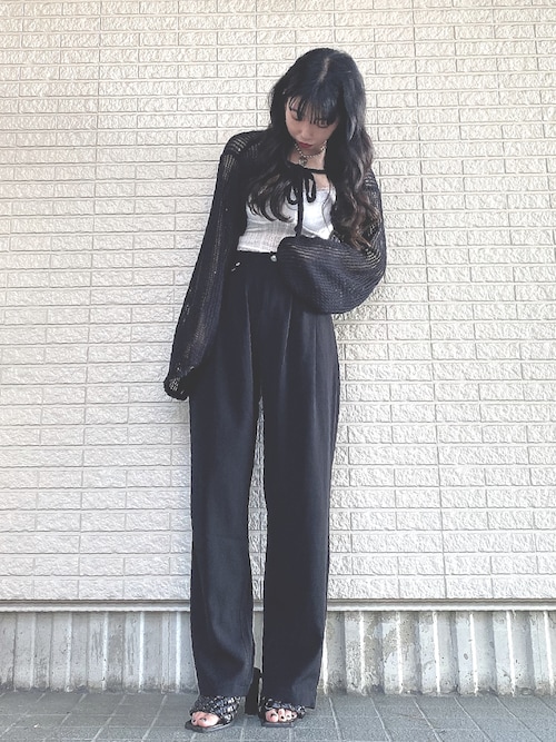 レディース ハイウエスト＆タックのルーズデニムパンツ ワイド（デニム