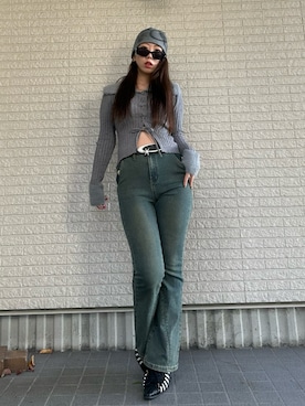 「アイテム（サンダル）」を使った、Maiさん（レディース・157cm）の冬コーディネート
