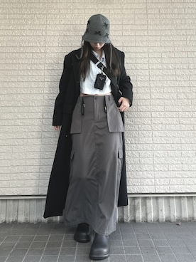 「冬服コーデ」｜「アイテム（ニットキャップ/ビーニー）」を使った、Maiさん（レディース・157cm）の冬コーディネート