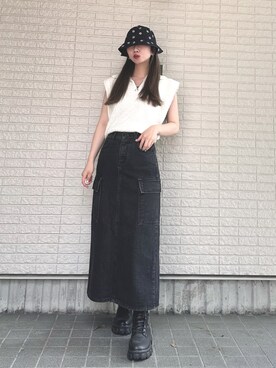 「mixxmixのアイテム」を使った、Maiさん（レディース・157cm）の夏コーディネート