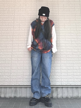 「mixxmixのアイテム」を使った、Maiさん（レディース・157cm）の春コーディネート