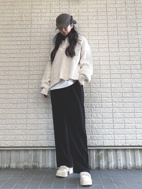 「SEVENDAYS=SUNDAY（セブンデイズサンデイ）のアイテム（キャップ）」を使った、Maiさん（レディース・157cm）の冬コーディネート