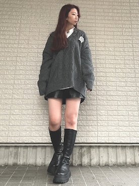 「SVEC（シュベック）のアイテム（ブーツ）」を使った、Maiさん（レディース・157cm）の秋コーディネート