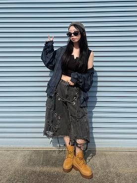 「Timberland（ティンバーランド）のアイテム」を使った、Maiさん（レディース・157cm）の夏コーディネート