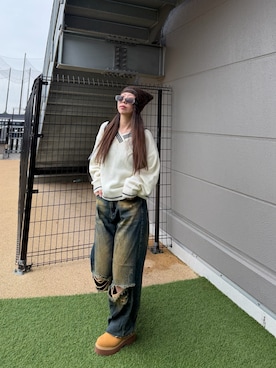 「GU（ジーユー）のアイテム（ニットキャップ/ビーニー）」を使った、Maiさん（レディース・157cm）の秋コーディネート