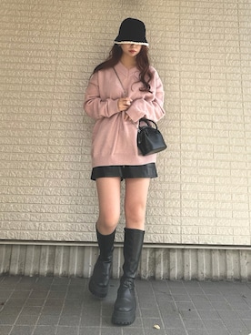 「SVEC（シュベック）のアイテム（ブーツ）」を使った、Maiさん（レディース・157cm）の冬コーディネート