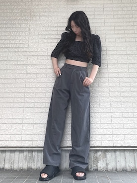 「by muni:r（バイ ムニール）のアイテム（スラックス）」を使った、Maiさん（レディース・157cm）の夏コーディネート