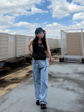 「アイテム（キャスケット）」を使った、Maiさん（レディース・157cm）の夏コーディネート